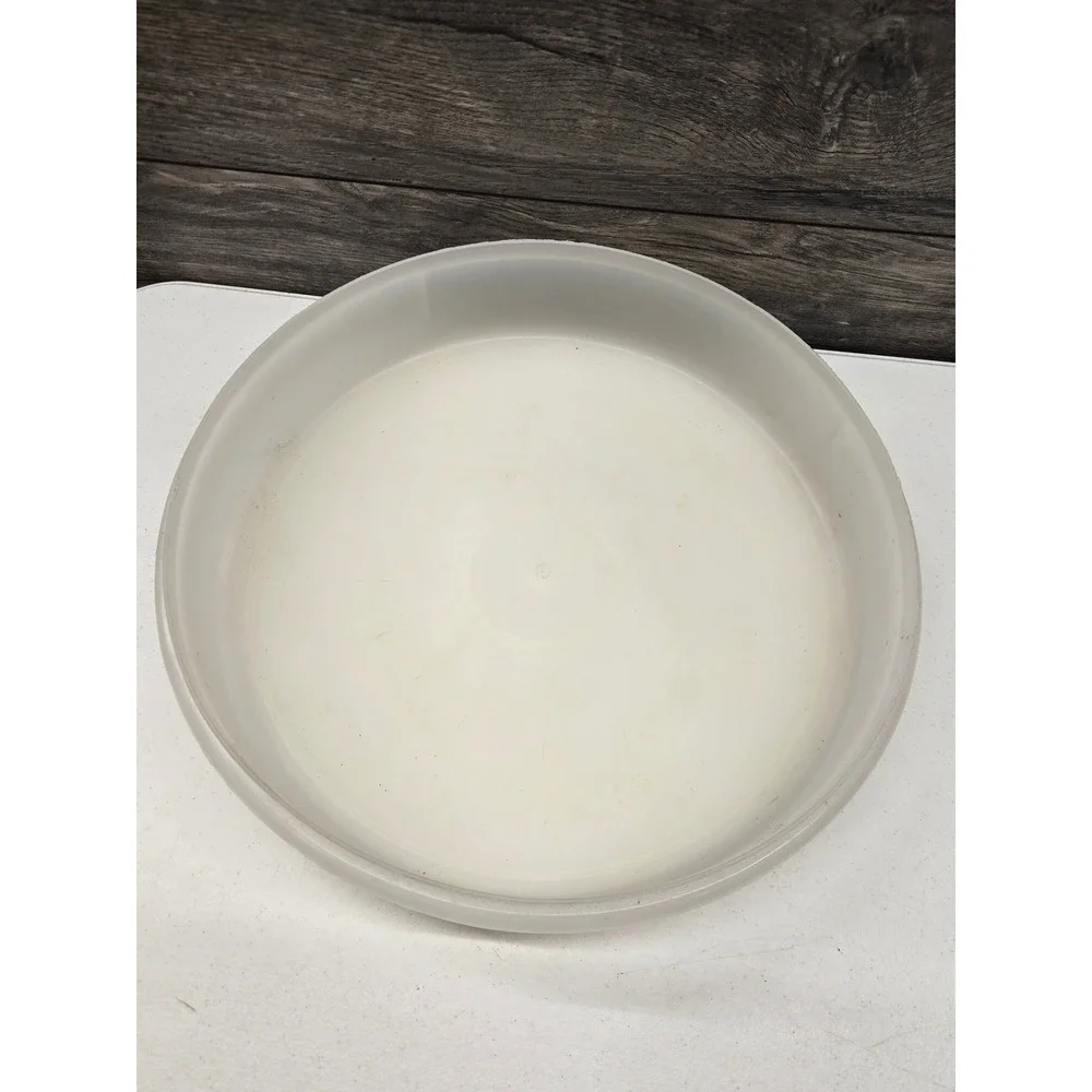 Vintage Tupperware Sheer White Round Storage Container Base 242-2 with lid 12.5